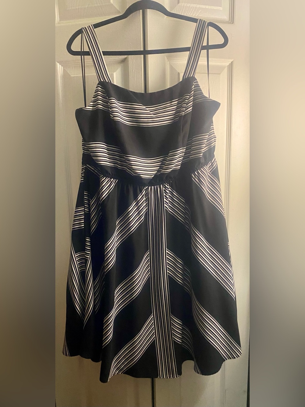 Lane Bryant Black and White Striped Strapless Dress